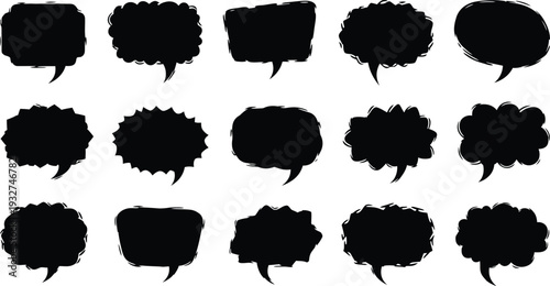 Hand drawn design doodle shapes in black on white background for creative projects