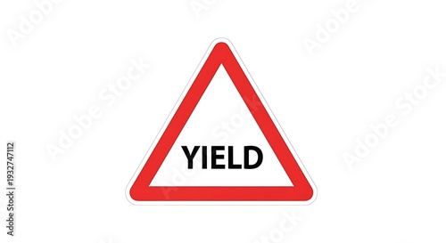 Yield road sign warning triangle symbol.