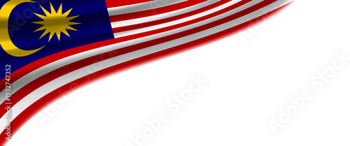 White background with the Malaysian flag in the upper left corner