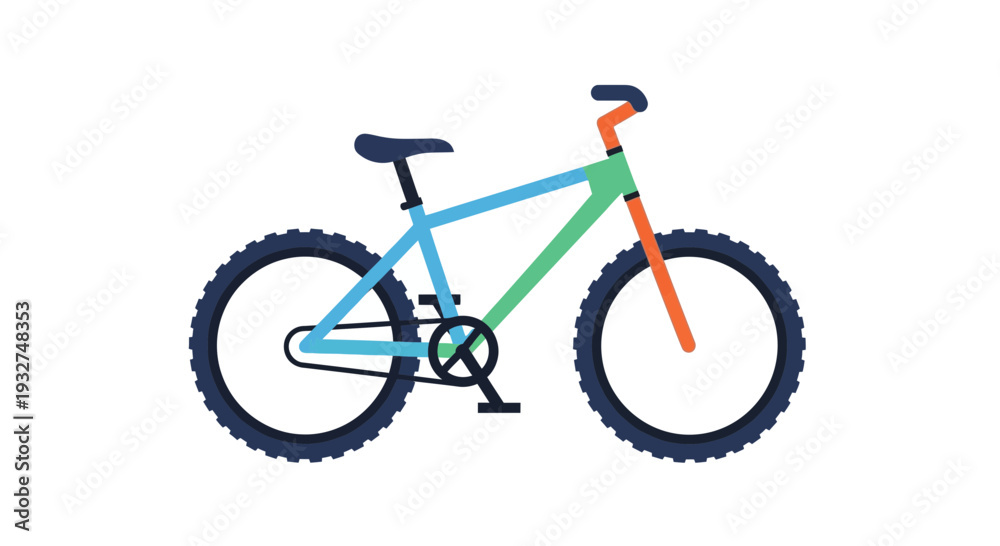 Fototapeta premium Colorful mountain bike illustration on white background