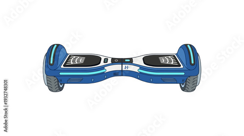 Blue self-balancing electric scooter on white background