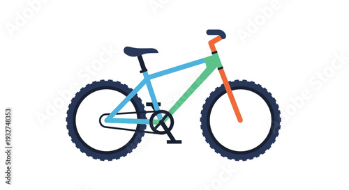 Colorful mountain bike illustration on white background