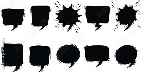 Hand drawn design doodle shape speech bubbles collection