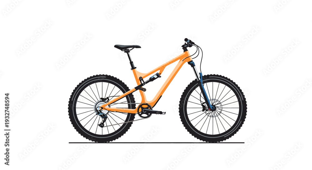Obraz premium Orange Full Suspension Mountain Bike Isolated on White Background