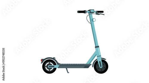 Modern Electric Scooter, Teal Color, Isolated on White Background