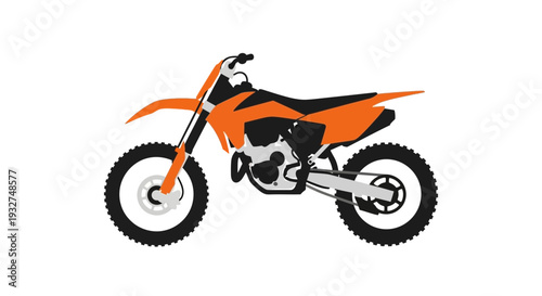Orange dirt bike on white background, vector illustration