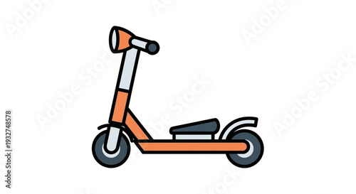 Orange electric scooter icon, cartoon style, white background