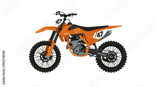 Orange Dirt Bike with Number 47 on White Background