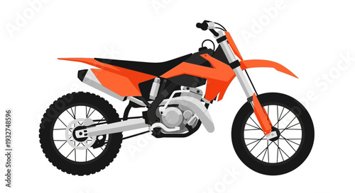 Orange motocross dirt bike illustration on white background