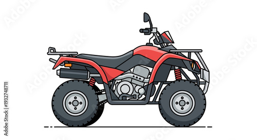 Red ATV Quad Bike Side View Illustration
