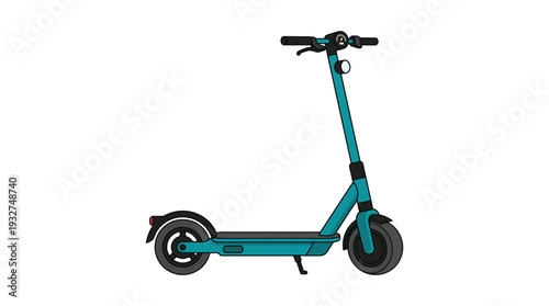 Teal electric scooter isolated on white background