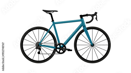 Teal road bicycle isolated on white background