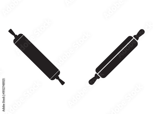 Two black rolling pins kitchen baking tools for dough preparation