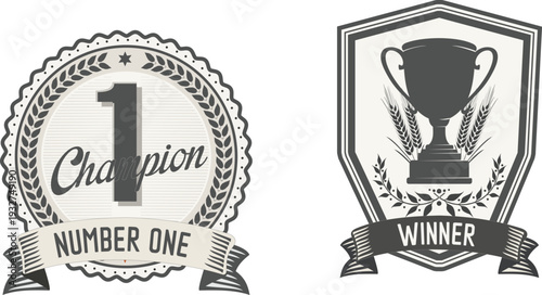 Two champion badges for number one winner