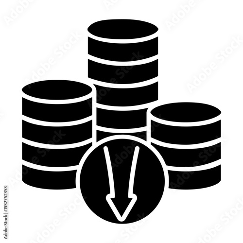 Financial losses vector icon. Revenue decline Illustration sign. Market decline symbol. Economic decline logo.