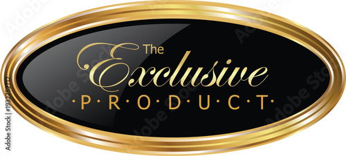 The exclusive product logo with gold text
