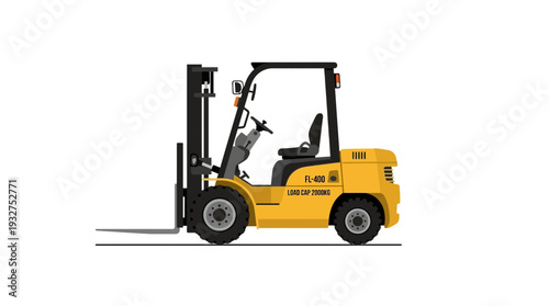 Yellow Forklift Truck Isolated on White Background