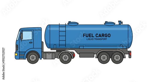 Blue fuel cargo tanker truck illustration isolated on white background