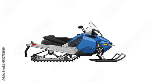 Blue snowmobile isolated on white background