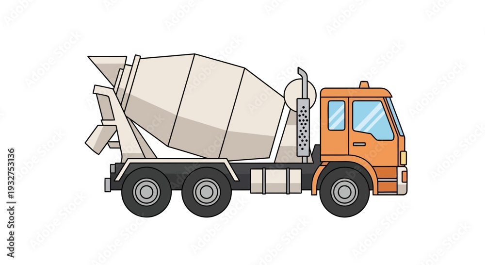 Fototapeta premium Orange Cement Mixer Truck