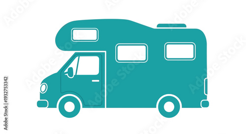Teal Camper Van Icon on White Background