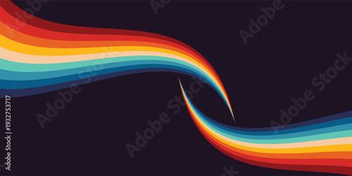 Abstract 1970's background design in futuristic retro style with colorful lines. Vector illustration.