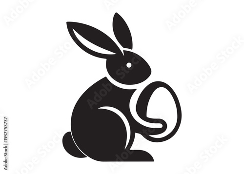 easter bunny egg logo silhouette vector, easter eggs silhouette vector illustration, easter bunny silhouette  egg logo, animals easter bunny with egg logo silhouette design on white background