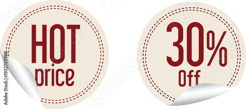 Discount stickers for hot price and percentage off