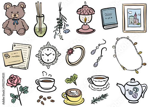 かわいい手描きのカフェイラスト