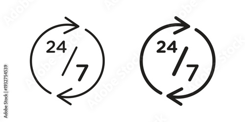 24 7 icon Symbol for App and Web UI Design Vectors