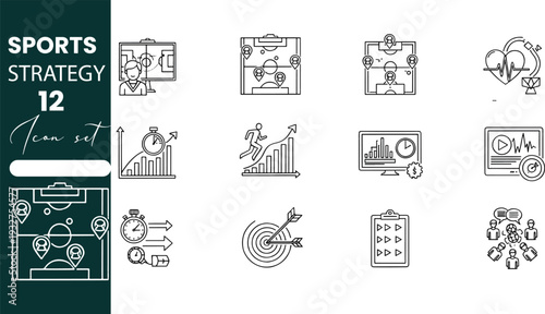 Sports Strategy Icon Set for Coaching Management and Tactical Analysis