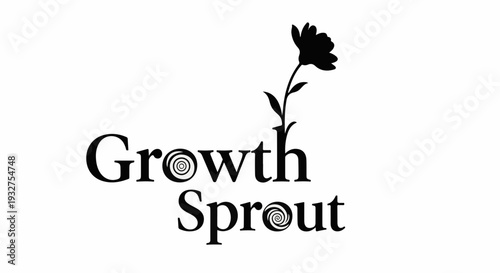 Elegant flower silhouette atop text symbolizing growth and new beginnings