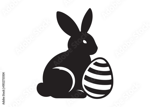 easter bunny egg logo silhouette vector, easter eggs silhouette vector illustration, easter bunny silhouette  egg logo, animals easter bunny with egg logo silhouette design on white background