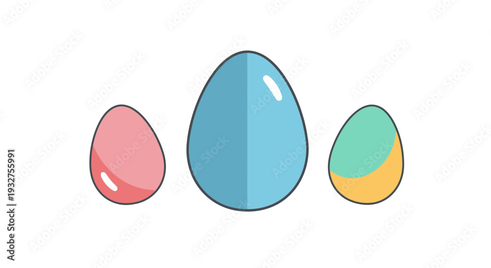 Fototapeta premium Modern Easter Egg Trio Layout Flat Vector Illustration Design