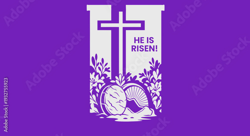 Easter Church Worship Banner Flat Vector Illustration