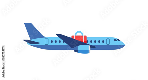Airplane with padlock and suitcase icon