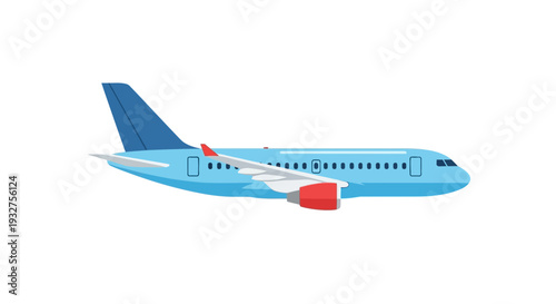 Blue passenger airplane isolated on white background