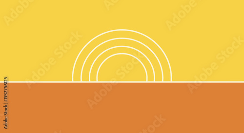 Minimal Sunrise Circle Flat Vector Illustration Design