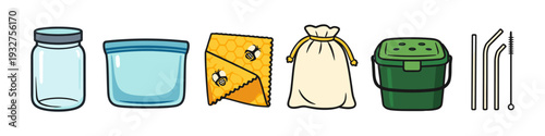 Collection of reusable eco-friendly items for a sustainable lifestyle