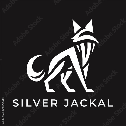 Silver Jackal Minimalist Animal Logo Modern Black and White Vector Emblem Luxury Wildlife Branding Identity Symbol Design