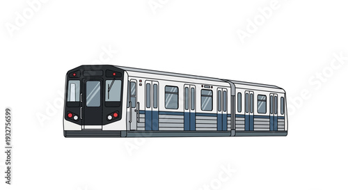 Modern metro train, subway car, public transport illustration