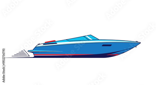Sleek blue speed boat illustration
