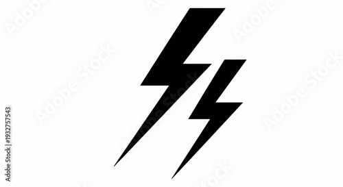 Bold black lightning bolts striking against a clean white background, symbolizing power and energy.