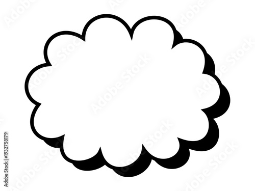 Minimal orange speech bubble doodle vector sticker, flat message box, blank chat box element, frame border, banner