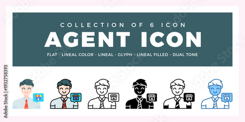 Pack of 6 Vector agent icon