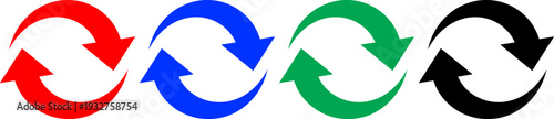 Circular refresh arrows set in four bright colors isolated on transparent background vector image