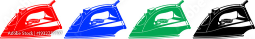 Modern electric iron icons collection in multiple colors isolated on transparent background vector