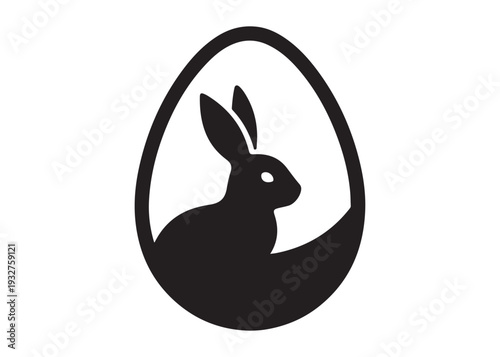 easter bunny egg logo silhouette vector, easter eggs silhouette vector illustration, easter bunny silhouette  egg logo, animals easter bunny with egg logo silhouette design on white background