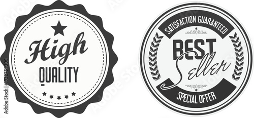 High quality and best seller labels on white background