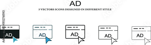 Set of online advertisement icons with mouse cursors designed in various vector styles 